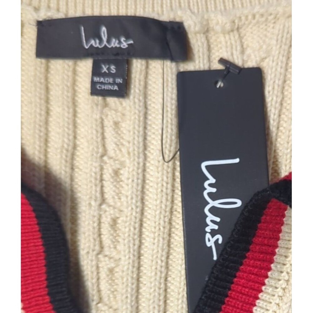 Lulu's Upscale Ideal Beige Cable Knit Short Sleeve Sweater Mini Dress NWT Sz XS - Picture 7 of 8